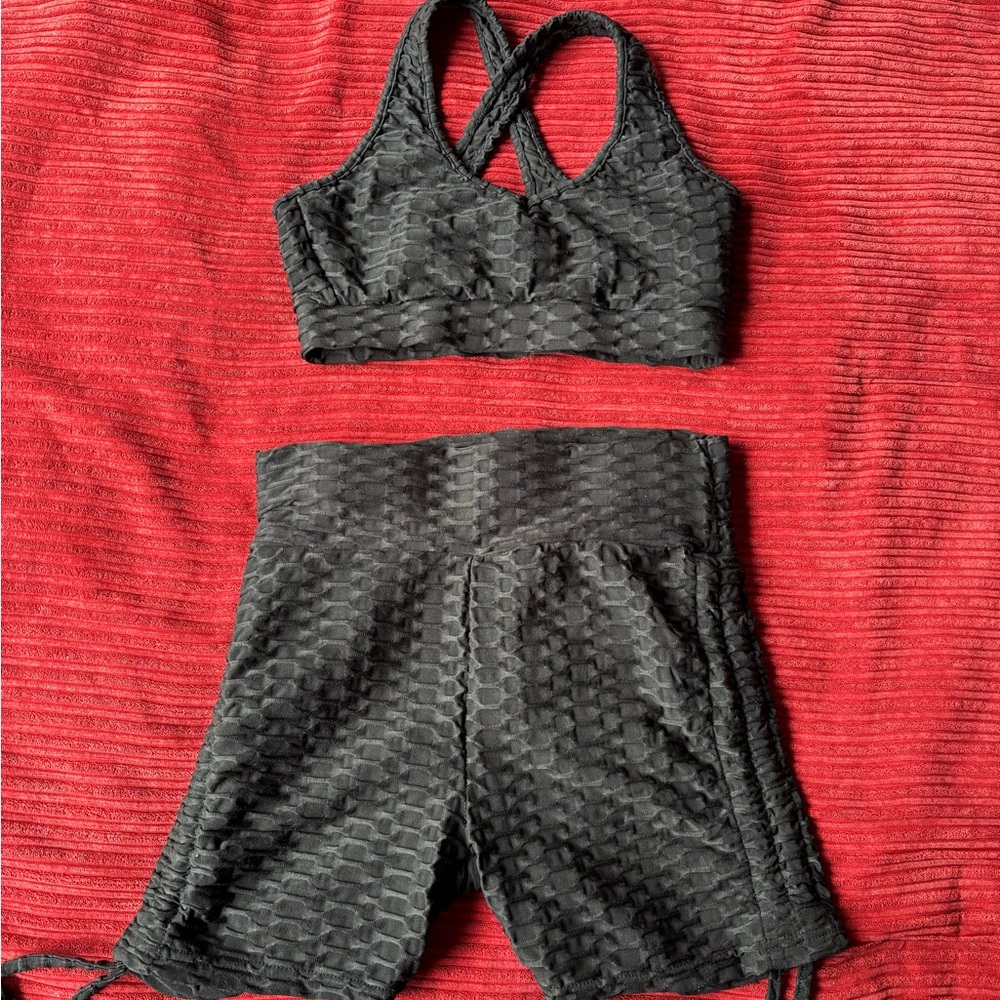 Black Textured Women's Intimate Set